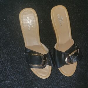 Lady Godiva Wedge Slip  On Sandals New Size 7.5